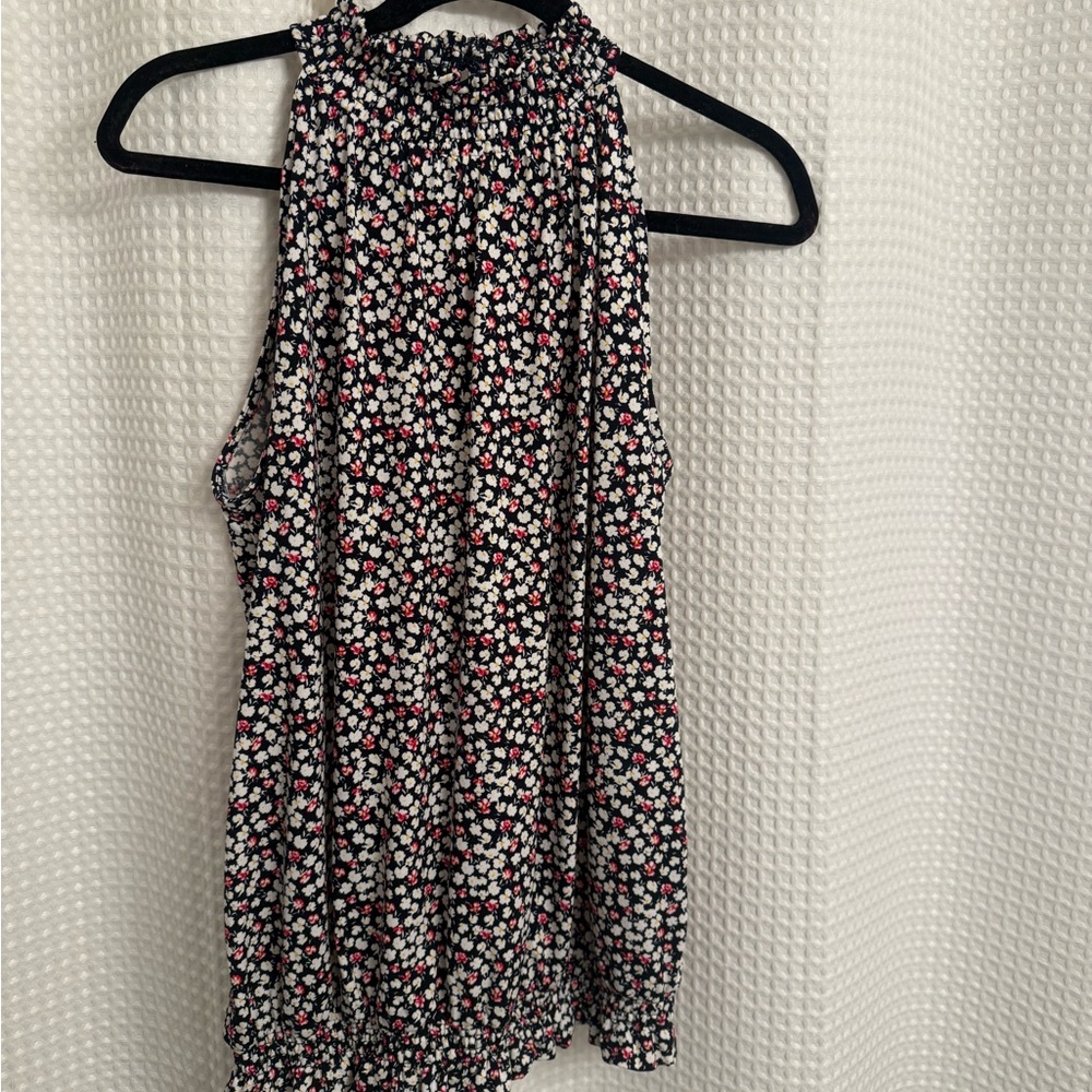 Adrianna Papell Black and White Pleated Blouse